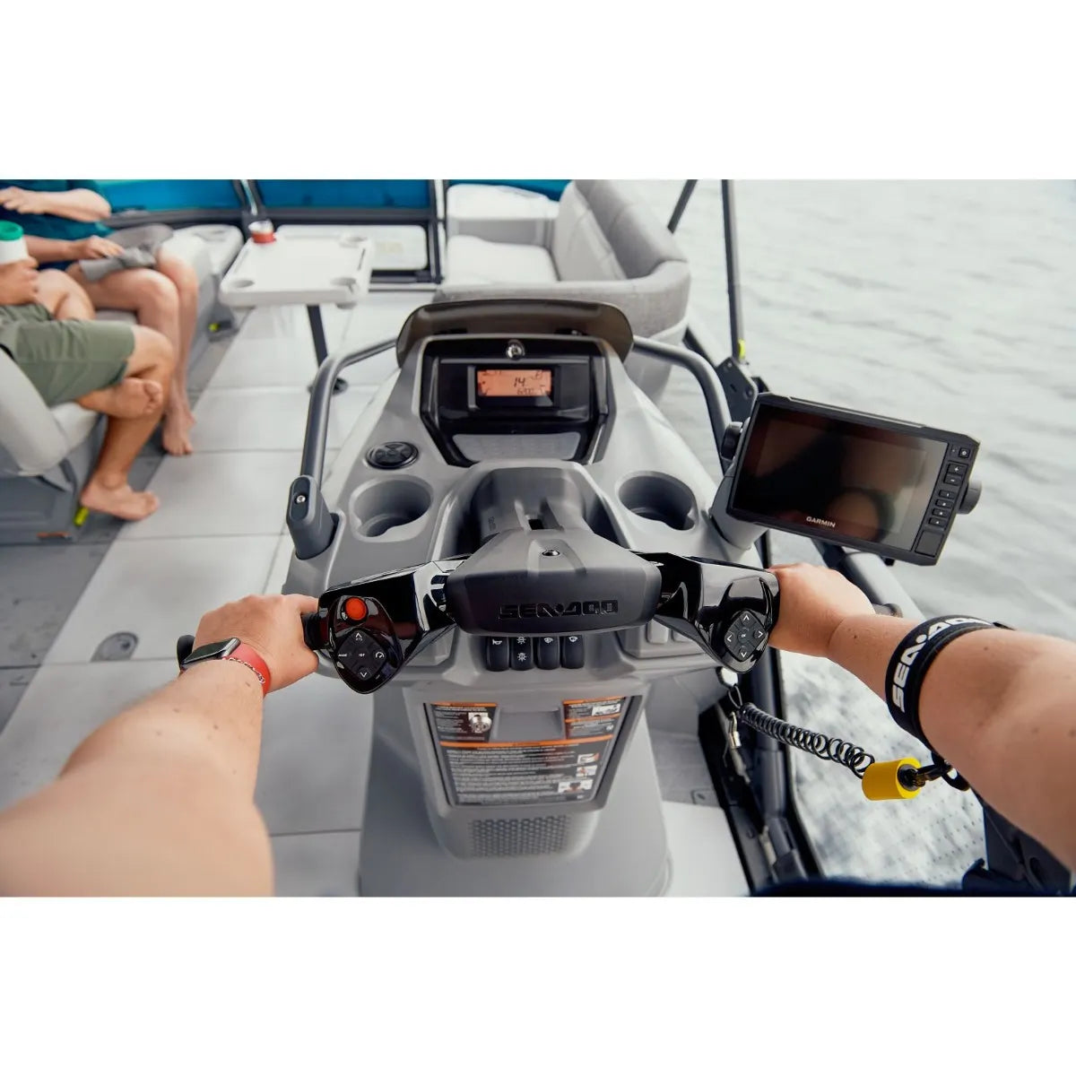 Sea-Doo Switch Garmin ECHOMAP UHD 72SV GPS marine chartplotter mounted at the helm with Garmin display