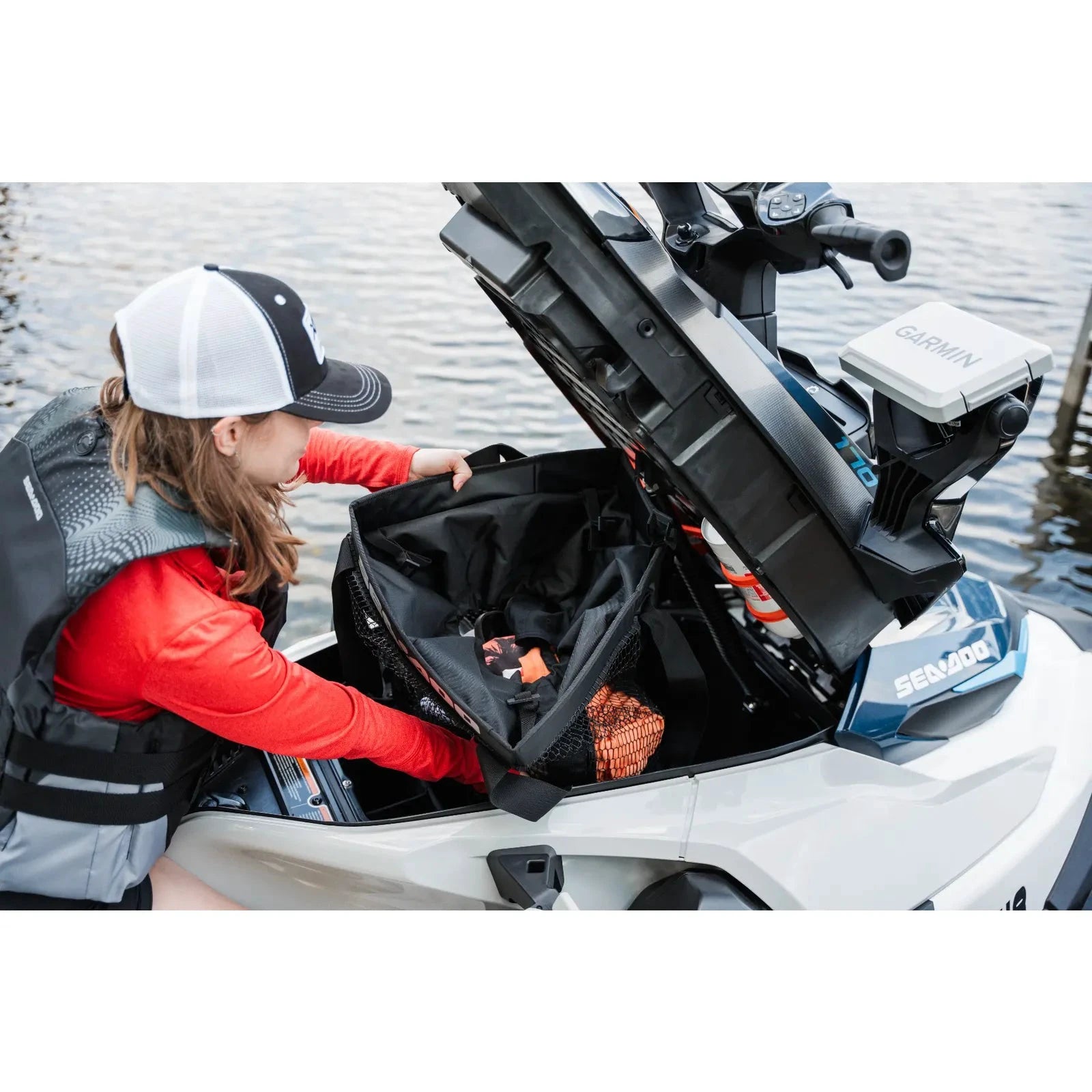 Sea-Doo 9.8 gal removable storage bin organizer, black, for PWC